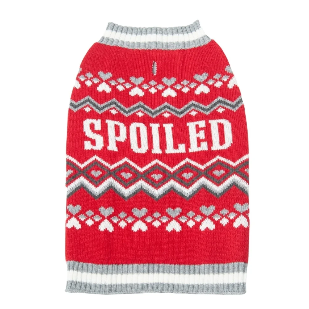 Spoiled Red Pet Sweater – Size Small Dog/Cat Holiday Knit Sweater, NWT